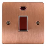 G&H FRG46W Flat Plate Rose Gold 45 Amp DP Cooker Switch & Neon Single Plate