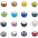 100 st Rhinestone Pärlor Stora Hål Kristall Charm Pärlor Distanspärlor för Halsband Örhänge Armband Hantverk Tillverkning Tillbehör