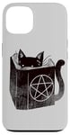 Coque pour iPhone 13 SataniCat Pentagramme Chat Satan Demon Necronomicon Lover