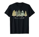 Winter Trees Nature Holiday Christmas Peace on Earth T-Shirt