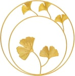 Metalline seinään ripustettava Ginkgo Biloba Gold Decor seinätaide ripustettava veistos kotiin olohuoneeseen makuuhuoneeseen