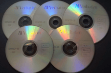 5 Verbatim Logo DVD-R write speed 16x 4.7GB Blank Recordable Discs in sleeves