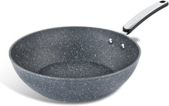 28cm Non-Stick Wok Pan, Deep Stir-Fry, Ergonomic Handle, Dishwasher Safe, Grey