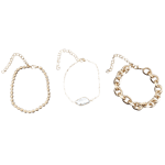 Complement 3 Pack Armband Med Olika Kedjor Och Pärla Guld