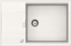 SCHOCK | Évier de cuisine Tia, 1 grande baignoire avec goutteur, baignoire réversible et sautarello de série, matériau ®Cristadur, blanc pur, 780 x 500 mm