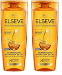 L'Oréal Paris - Shampooing Nutrition Eclat pour Cheveux Secs - Cheveux Nourris - Huiles Rares de Marula & Camélia - Elseve Huile Extraordinaire - 300 ml (Lot de 2)