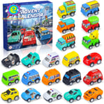 Advent Calendar 2024, 24 Days Christmas Pull Back Cars Countdown Calendar for Bo