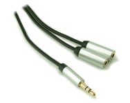CDL Micro 1m 3.5mm Stereo Jack Headphone Splitter Cable with Aluminium Headshells - BLACK