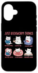 Coque pour iPhone 16 Just Bookworm Things Adorable chat pour amoureux de la lecture