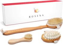 Dry Brushing Body Brush Set – Natural Bristle Spa Exfoliator Kit with Face Clean