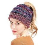 SamHeng Bonnet à Queue de Cheval pour Femmes, Hivernal Chaud Bonnet Tricoté Chapeau en Queue de Cheval pour Dames, Doux Casquette en Tricot avec Trou Messy Bun Beanie Chignon Hat (B)