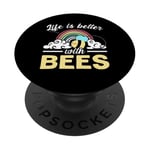 Life Is Better With Bees Rainbow PopSockets Adhesive PopGrip