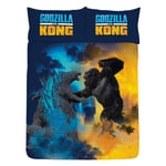 Godzilla Vs Kong Double Bedding Set Two-sided Duvet Cover Cityscape Battle