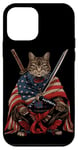 iPhone 12 mini Cat Samurai American Flag Samurai Cat Art Patriotic Cat Case