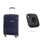 Samsonite Base Boost Spinner S Hand Luggage, 35 x 20 x 55 cm, 35L, Blue (Navy Blue) & Tile Mate Bluetooth Item Finder