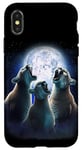 Coque pour iPhone X/XS 3 Pumas hurlant à la lune drôle Mountain Lion Puma Cougar