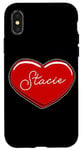 Coque pour iPhone X/XS Stacie Cœur dessiné à la main – Prénom Cœurs I Love Stacie