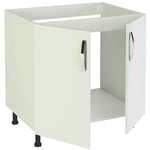 Pegane - Meuble bas de cuisine pour evier 2 portes coloris blanc - Hauteur 85 x Longueur 80 x profondeur 58 cm