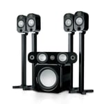 Monitor Audio Apex Speaker Package Black with 4 Apex A10 Bookshelf Speakers and Apex A40 Centre Speaker and Monitor Audio Silver W12 Subwoofer