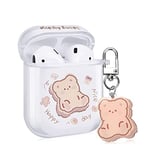 Cute Cartoon Bear AirPods 1st/2nd Gen Case, Softshell is transparent and easy to carry