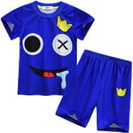 Roblox Rainbow Friends Sommar Kläder Toppar&Shorts Set Kostym D 140cm