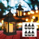 Lanterne led, lot de 8, Chandelle avec effet flamme, pour extérieur, lanterne nostalgique, h 23 cm, noir