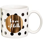 DRAEGER PARIS | Mug Black & Gold porcelaine fine "La vie est belle" | Idée Cadeau Personnalisé à offir à vos proches | Mug original avec coffret Cadeau