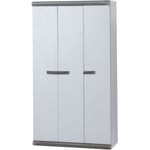 Gardiun - Armoire de Jardin Tavira 94x39x167cm pvc avec 3 Portes, 3 Étagères Réglables et Placard à Balais, Intérieur et Extérieur