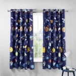 Catherine Lansfield Lost In Space 66x72 Inch Fully Reversible Two Curtain Panels Grey/Blue