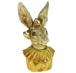 Lapin Buste Tête Pâques Crème Jaune 23cm Déco Figurine Sculpture Vintage Houx