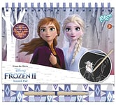 Frozen II Totum 681439 Livre à gratter et à colorier avec pochoirs et Autocollants pailletés avec Anna & Elsa pour la Maison et Les déplacements