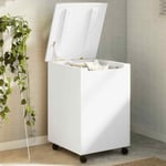 vidaXL Laundry Basket with Wheels RANA White 45x45x64 cm Solid Wood Pine NEW