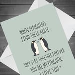 Valentine Day Card For Him Her Penguin Card Husband Wife Girlfriend Boyfriend