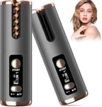 Automatic Hair Curler, Cordless Curling Iron 5000mAh Rechargeable Hair Tongs Negative Ion Protection 6 Adjustable Temperature & Timer PTC Ceramic Hair Curling Anti-Tangle w/Bag for Travel Home Use