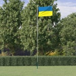 Ukrainas flagga och flaggstång 6,23 m aluminium