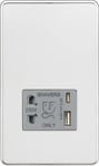 Knightsbridge Prise rasoir sans vis avec double USB A+C (5 V CC 2,4 A partagé) – Chrome poli avec insert gris