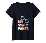 Womens Cute Little MR SMARTY PANTS School University I Teach V-Neck T-Shirt