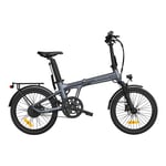 Vélo électrique pliant ADO Air 20 Pro - Moteur 250W Batterie 36V9.6Ah Assisté Autonomie 100KM Freins à Disque Hydrauliques - Gris - Neuf