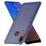 Motorola Croco Moto E6 Plus kuoret - Tummansininen