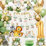 Decoration Anniversaire 1 an, Ballon Anniversaire 1 an, Jungle Decoration Anniversaire Fille Garcon avec Deco Anniversaire 1 an, kit anniversaire fille pour Jungle Safari Anniversaire jungle fille