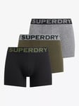 Superdry Stretch Cotton Boxers, Pack of 3, Grey/Khaki/Black