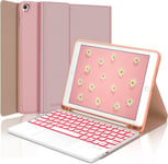 Clavier AZERTY Trackpad pour iPad 10.2, iPad 9eme Generation Clavier Bluetooth Détachable avec Pavé Tactile, Rose