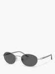 Persol PO1018S Unisex Ida Oval Sunglasses, Silver/Grey