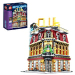 Oeasy Modular Townhouse Nightclub Building Sets, 2488Pcs 5 in 1 House Architecture Model with LED Lights, Building Blocks Compatible with Lego