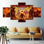 TOPRUN Doom Eternal Video Game Posters Paintings on canvas wall art 5 panel Modern Decoration Print Decor For Living room Bedroom Home Framed XXL 150X80cm
