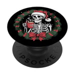 Squelette de Noël Hot Cocoa Dead Spooky Christmas Holiday PopSockets PopGrip Adhésif