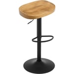 Tabouret de Bar, Chaise de Bar, Tabouret Haut en Bois, Cadre en Métal, Réglable en Hauteur, Pivotant à 360°, Chêne foncé - Woltu