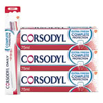 Corsodyl Gum Care Toothpaste and Toothbrush Multipack, Bundle (1 x Complete Protection Soft Toothbrush, 3 x Complete Protection Toothpaste Extra Fresh, 75 ml)