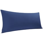 PiccoCasa Housse de traversin en Coton égyptien – 300 Fils au Pouce carré, Super Doux et Respirant, taie d'oreiller Longue avec Fermeture éclair, Bleu Marine, 50,8 x 137,2 cm/1,4 m