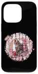 Coque pour iPhone 13 Pro Fleur de cerisier Chat Guerrier Fleur de samouraï